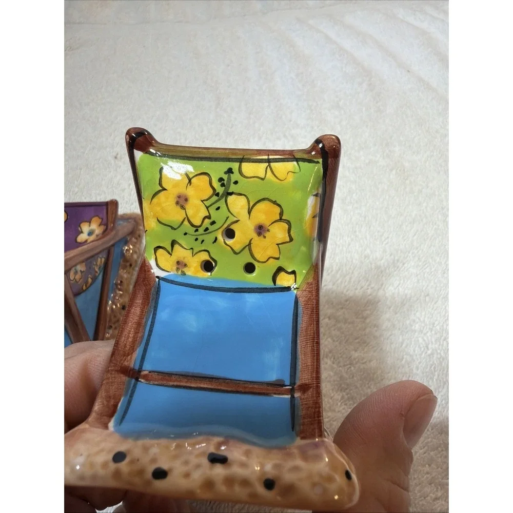Clay Art C.A. Adirondack Beach Chairs Ceramic Salt and Pepper Shakers Cottage